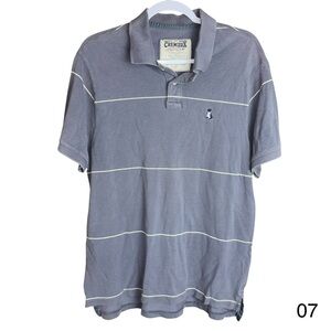 daniel cremieux mens large gray stripe collar school casual golf outdoor shirt
